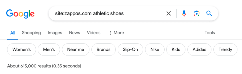 zappos site search athletic shoes