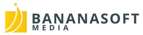 Logo for Bananasoft Media featuring a stylized yellow banana within a yellow square on the left, and the company name "BANANASOFT MEDIA" in bold, dark gray text to the right. Logo for Bananasoft Media featuring a stylized yellow banana within a yellow square on the left, and the company name "BANANASOFT MEDIA" in bold, dark gray text to the right.